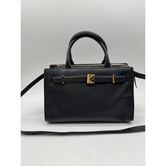 KATE SPADE NY Deco leather medium satchel crossbody bag - BLACK - Picture 4 of 14